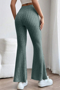 Basic Bae Full Size Ribbed High Waist Flare Pants Trandify deal