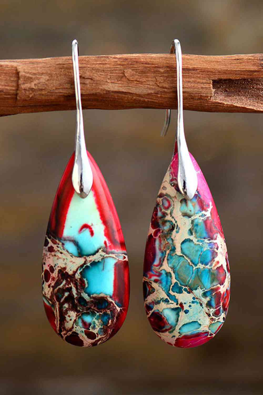 Handmade Teardrop Shape Natural Stone Dangle Earrings Trandify deal