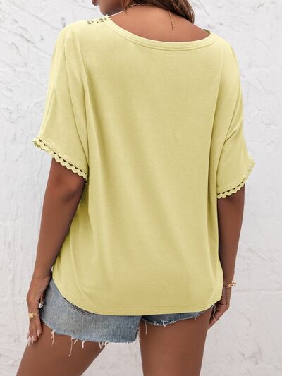 lvy Lane Lace Detail V-Neck T-Shirt Trandify deal
