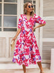Ruched Printed Surplice Short Sleeve Dress Trandify deal