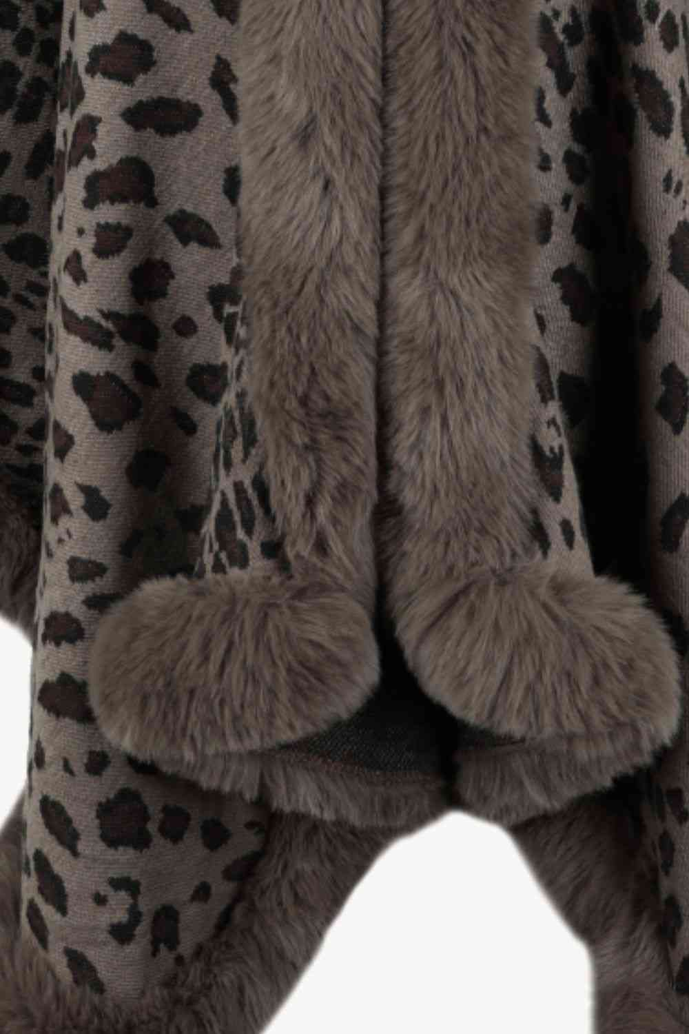 Leopard Open Front Poncho Trandify deal