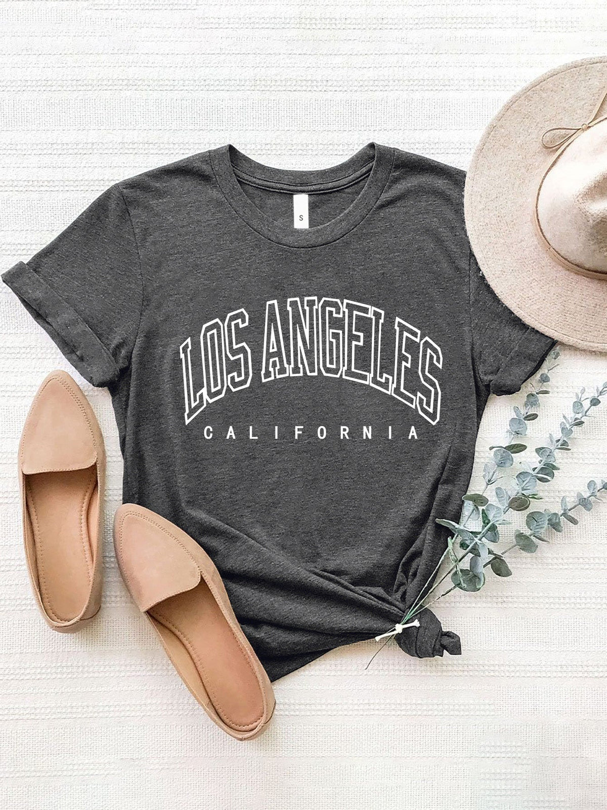 LOS ANGELES CALIFORNIA Round Neck T-Shirt Trandify deal