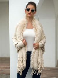 Fringe Open Front Long Sleeve Poncho - Soft Boho Chic Outerwear for Women - Available at TrandifyDeal