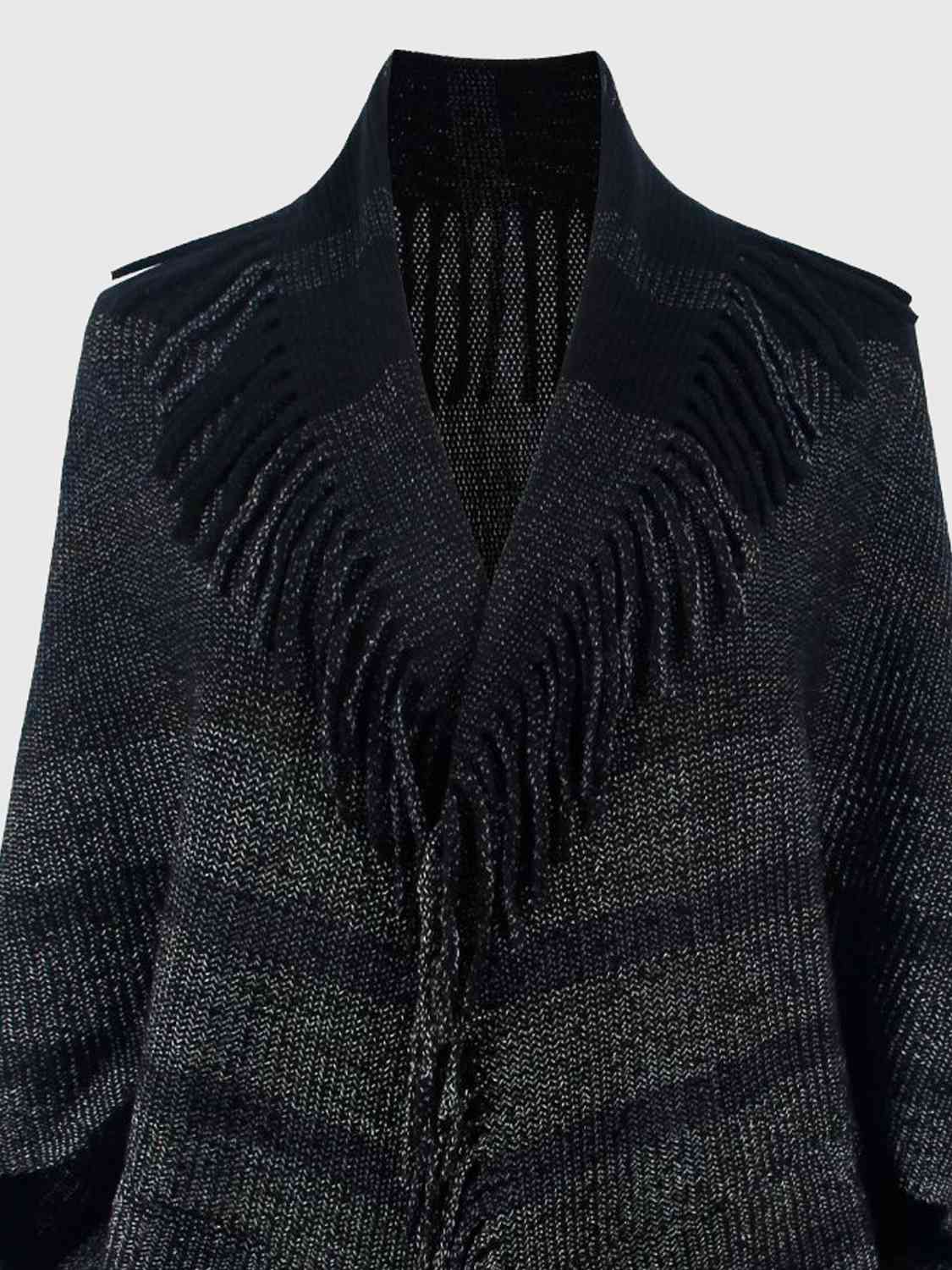 Fringe Detail Open Front Poncho Trandify deal