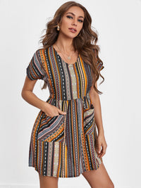 Pocketed Striped Short Sleeve Dress Trandify deal