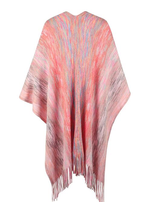 Heathered Fringe Hem Poncho Trandify deal