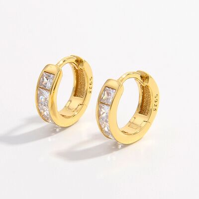 925 Sterling Silver Inlaid Zircon Huggie Earrings Trandify deal