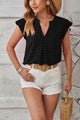 Swiss Dot Ruffled Cap Sleeve T-Shirt Trandify deal
