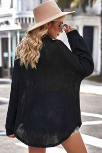 Waffle-Knit Collared Neck Dropped Shoulder Shirt Trandify deal