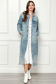 Veveret Full Size Distressed Raw Hem Pearl Detail Button Up Jacket Trandify deal