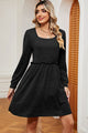 Frill Square Neck Long Sleeve Dress Trandify deal