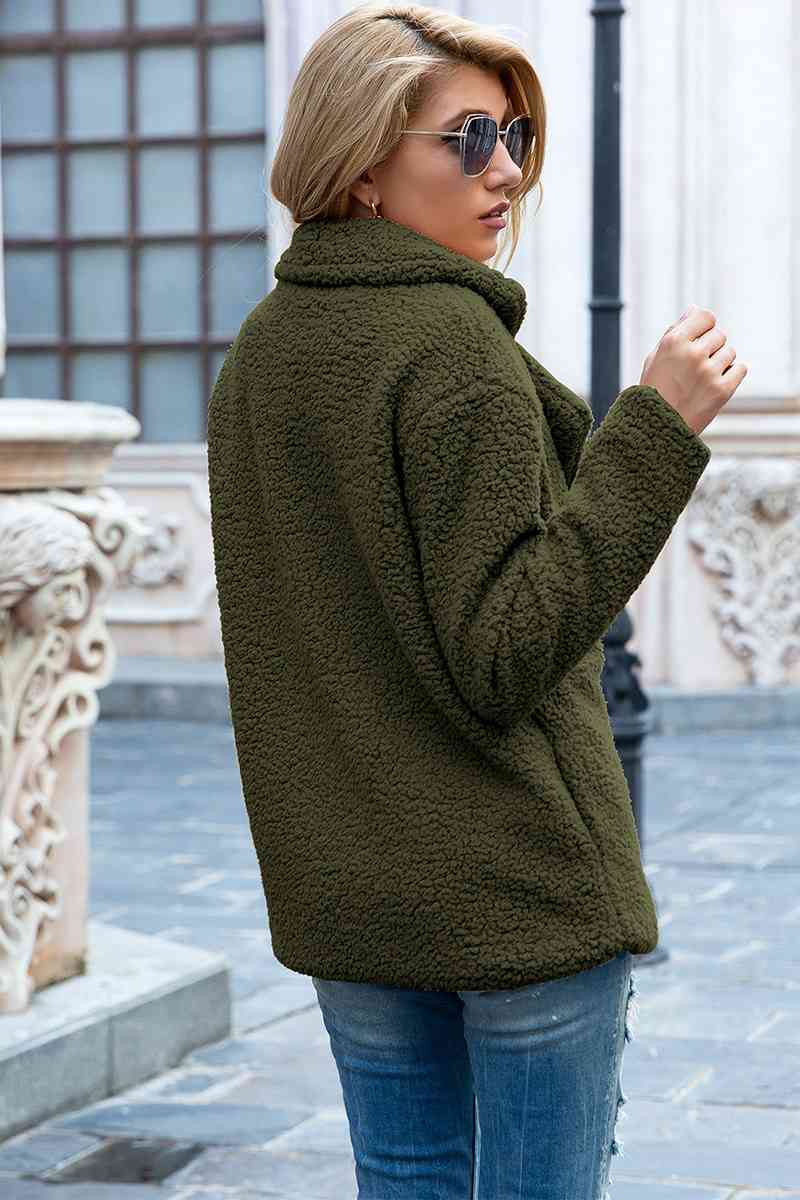 lvy Lane Full Size Lapel Collar Sherpa Coat Trandify deal