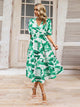 Ruched Printed Surplice Short Sleeve Dress Trandify deal