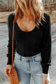 Scoop Neck Long Sleeve Top Trandify deal