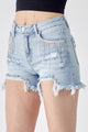 RISEN Frayed Hem Denim Shorts with Fringe Detail Pockets Trandify deal