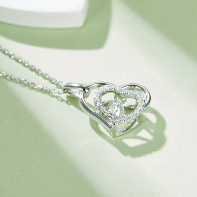 Moissanite 925 Sterling Silver Heart Necklace Trandify deal