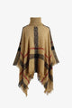 Plaid Turtleneck Raw Hem Poncho Trandify deal