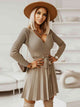 Surplice Neck Tie Front Pleated Sweater Dress Trandify deal