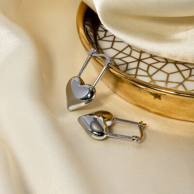 Stainless Steel Heart Lock Drop Earrings Trandify deal