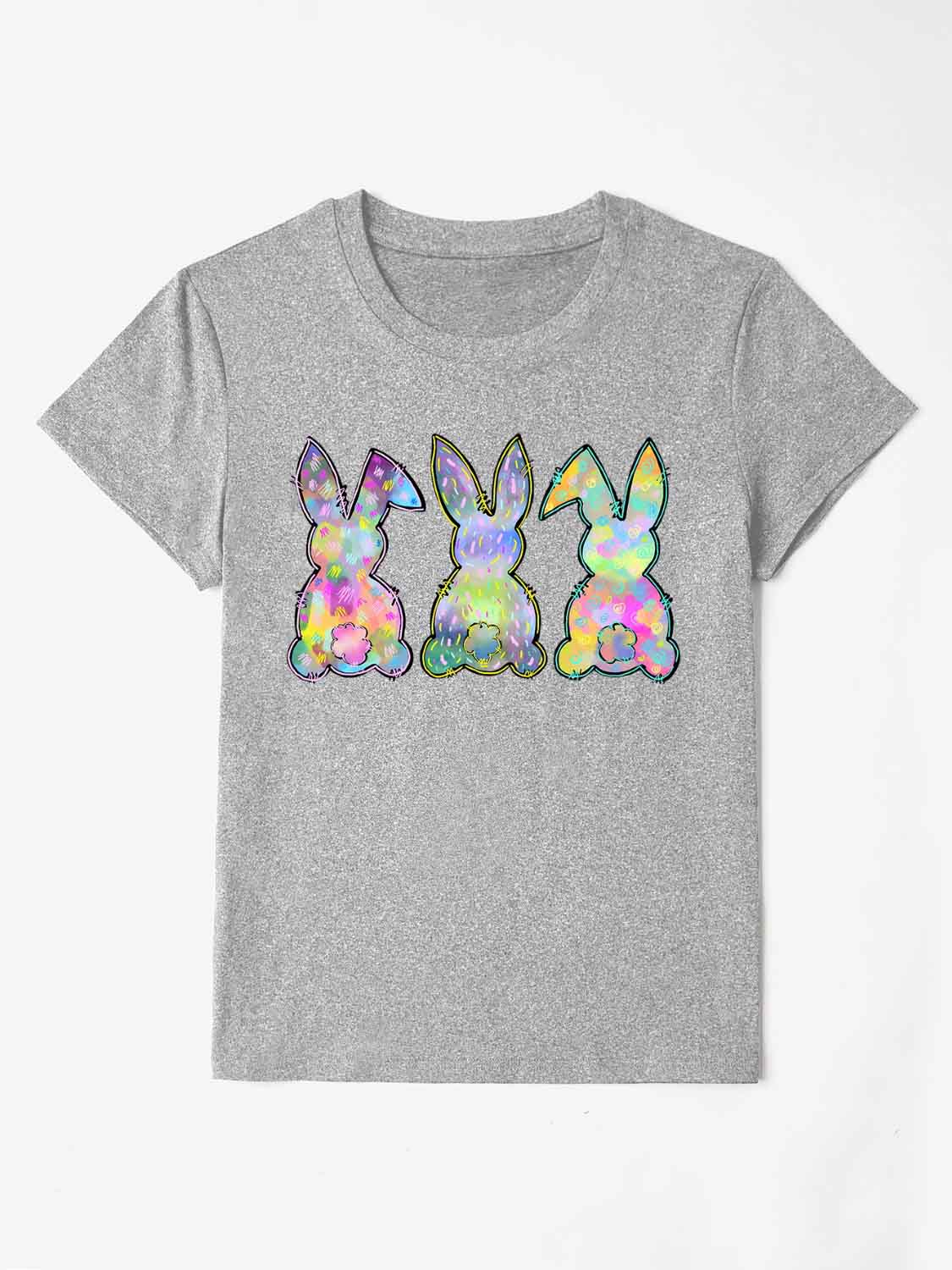 Rabbit Round Neck Short Sleeve T-Shirt Trandify deal