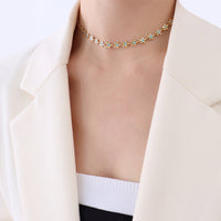 Titanium Steel Drip Oil Flower Necklace Trandify deal