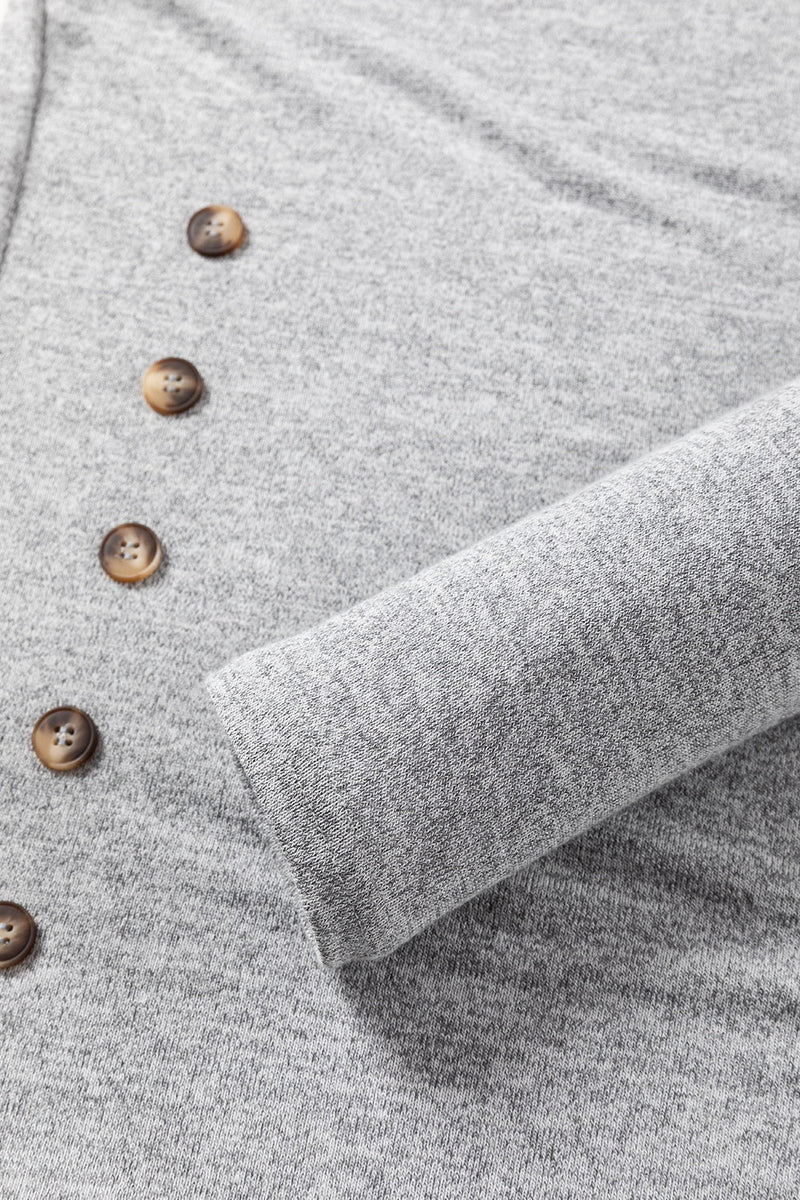 Decorative Button Round Neck Long Sleeve Top Trandify deal