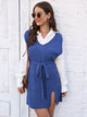 Tie Front V-Neck Sleeveless Slit Sweater Dress Trandify deal