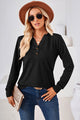 Notched Button Detail Long Sleeve T-Shirt Trandify deal