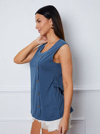 Square Neck Decorative Button Tank Trandify deal