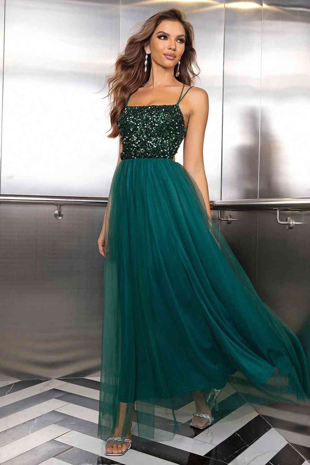 Lace-Up Backless Mesh Dress Trandify deal