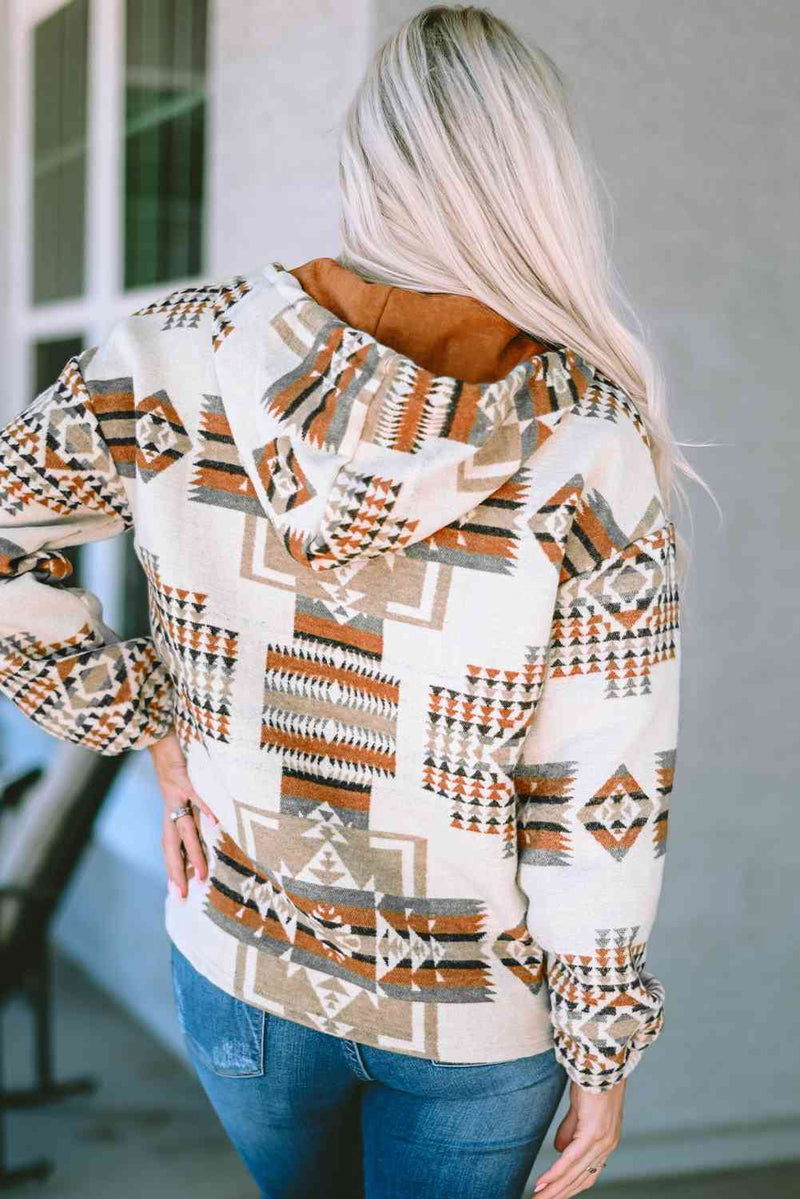 Geometric Quarter-Zip Hoodie Trandify deal