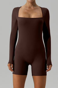 Square Neck Long Sleeve Active Romper Trandify deal