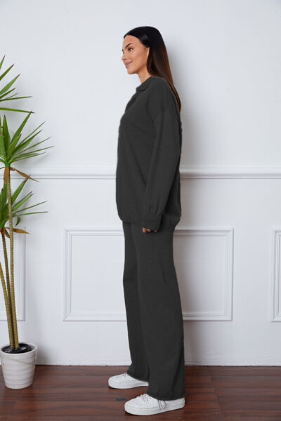 Dropped Shoulder Sweater and Long Pants Set Trandify deal