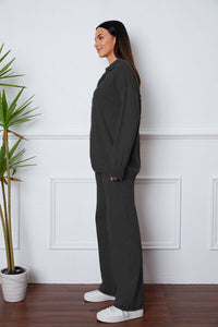 Dropped Shoulder Sweater and Long Pants Set Trandify deal