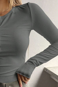Half Button Long Sleeve T-Shirt Trandify deal