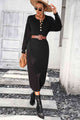Notched Neck Dropped Shoulder Button-Down Midi Dress Trandify deal