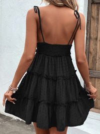 Shiny Frill Spaghetti Strap Tiered Dress Trandify deal