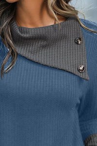 Decorative Button Long Sleeve Blouse Trandify deal