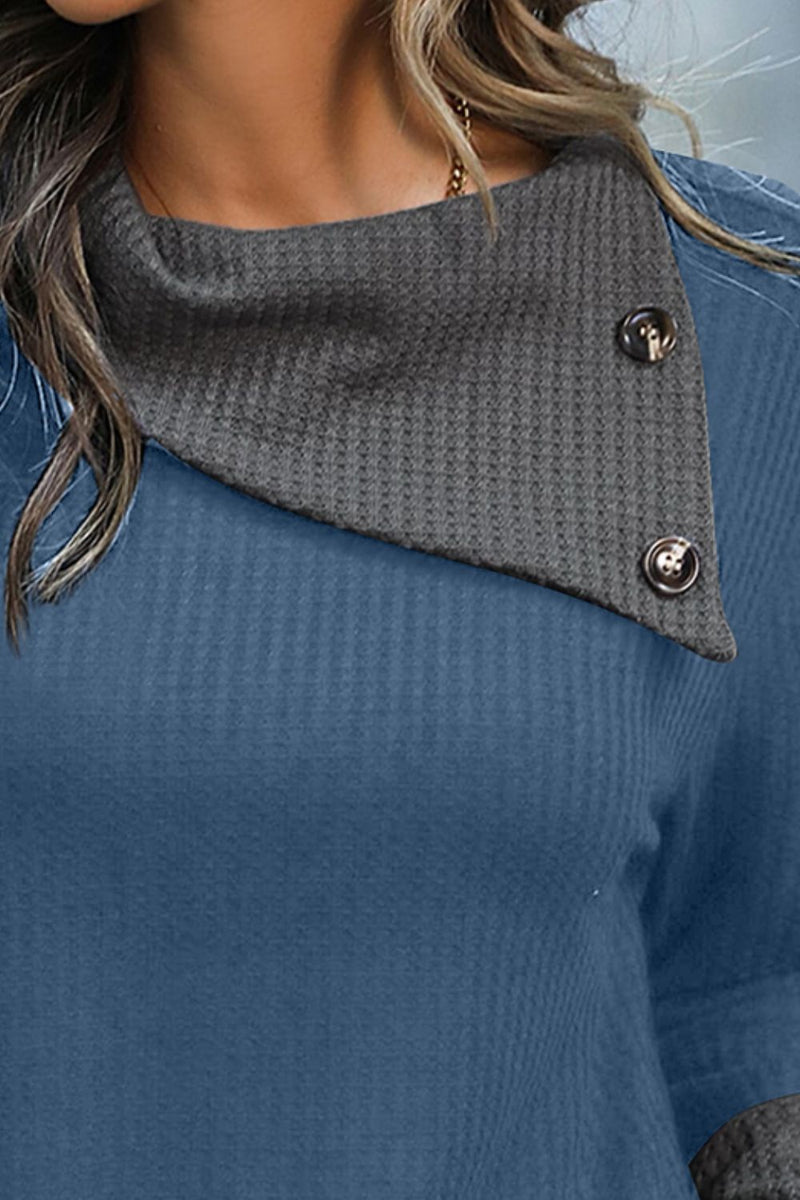 Decorative Button Long Sleeve Blouse Trandify deal