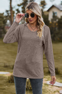 Drawstring Dropped Shoulder Hooded T-Shirt Trandify deal