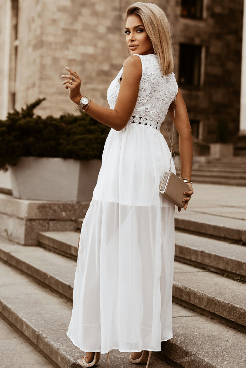Slit Lace Detail V-Neck Dress Trandify deal