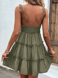 Shiny Frill Spaghetti Strap Tiered Dress Trandify deal