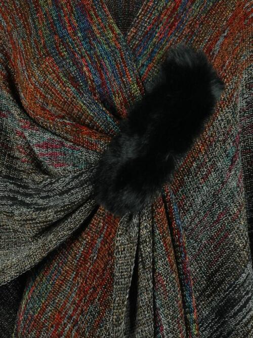 Heathered Fringe Hem Poncho Trandify deal