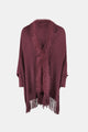 Fringe Open Front Long Sleeve Poncho Trandify deal