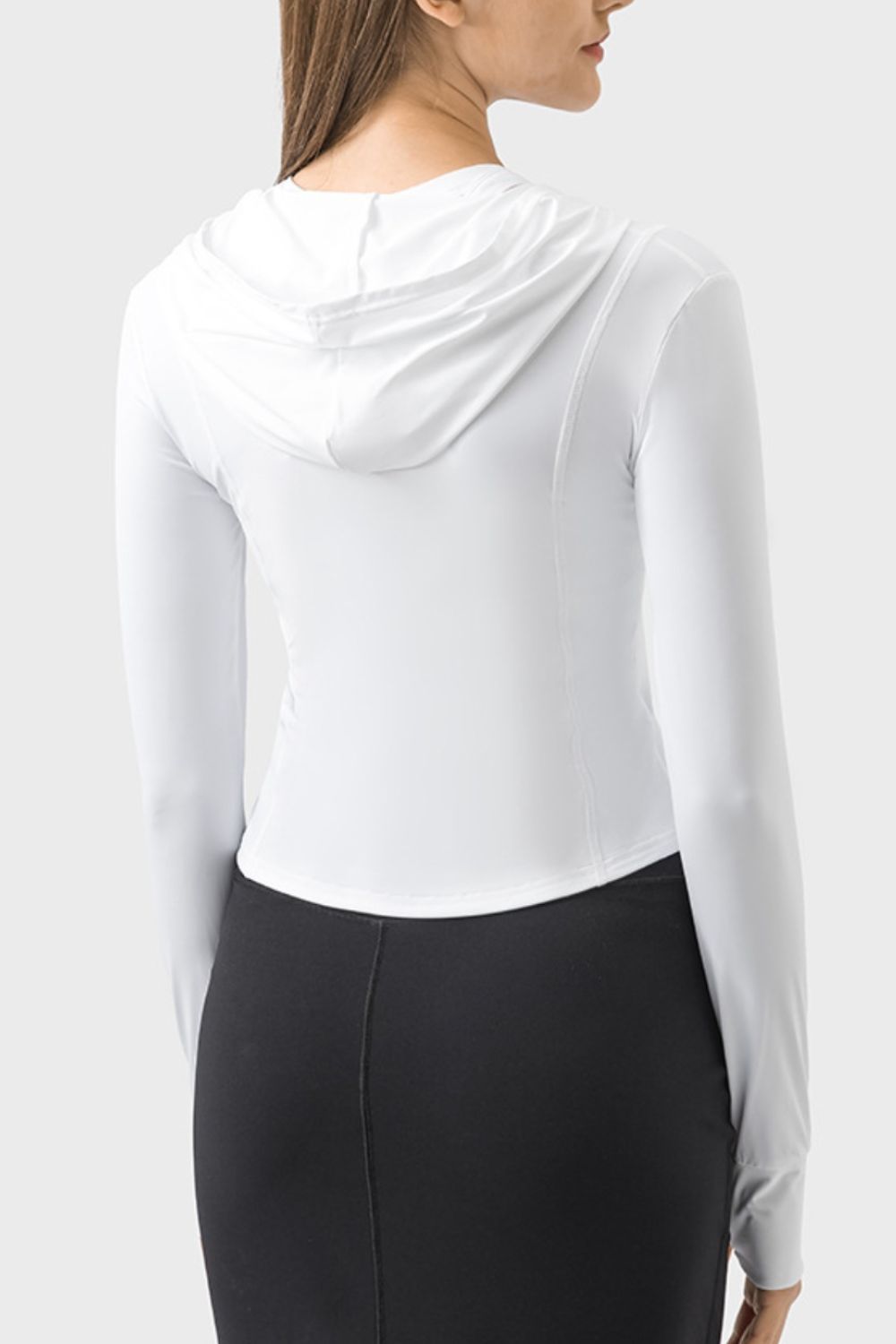 Pocketed Zip Up Hooded Long Sleeve Active Outerwear Trandify deal