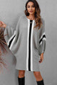 Ribbed Round Neck Long Sleeve Sweater Dress Trandify deal