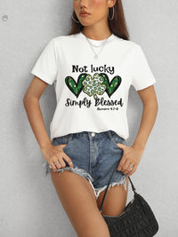 Lucky Clover Round Neck Short Sleeve T-Shirt Trandify deal