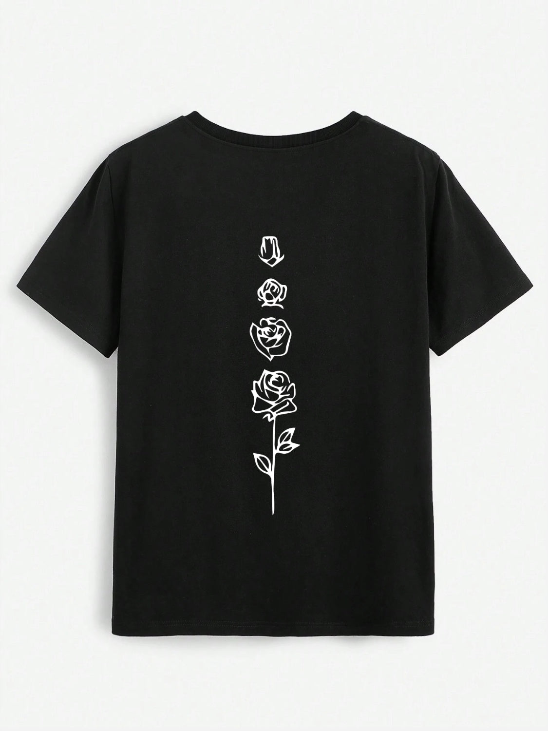 Rose Round Neck Short Sleeve T-Shirt Trandify deal