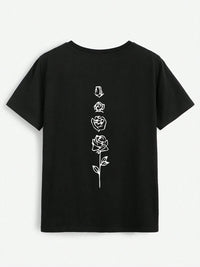 Rose Round Neck Short Sleeve T-Shirt Trandify deal