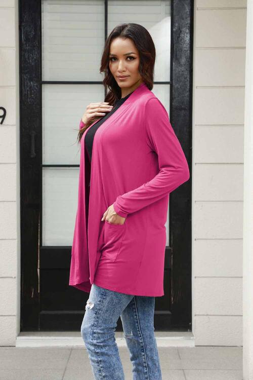 Basic Bae Full Size Open Front Long Sleeve Cardigan with Pockets Trandify deal